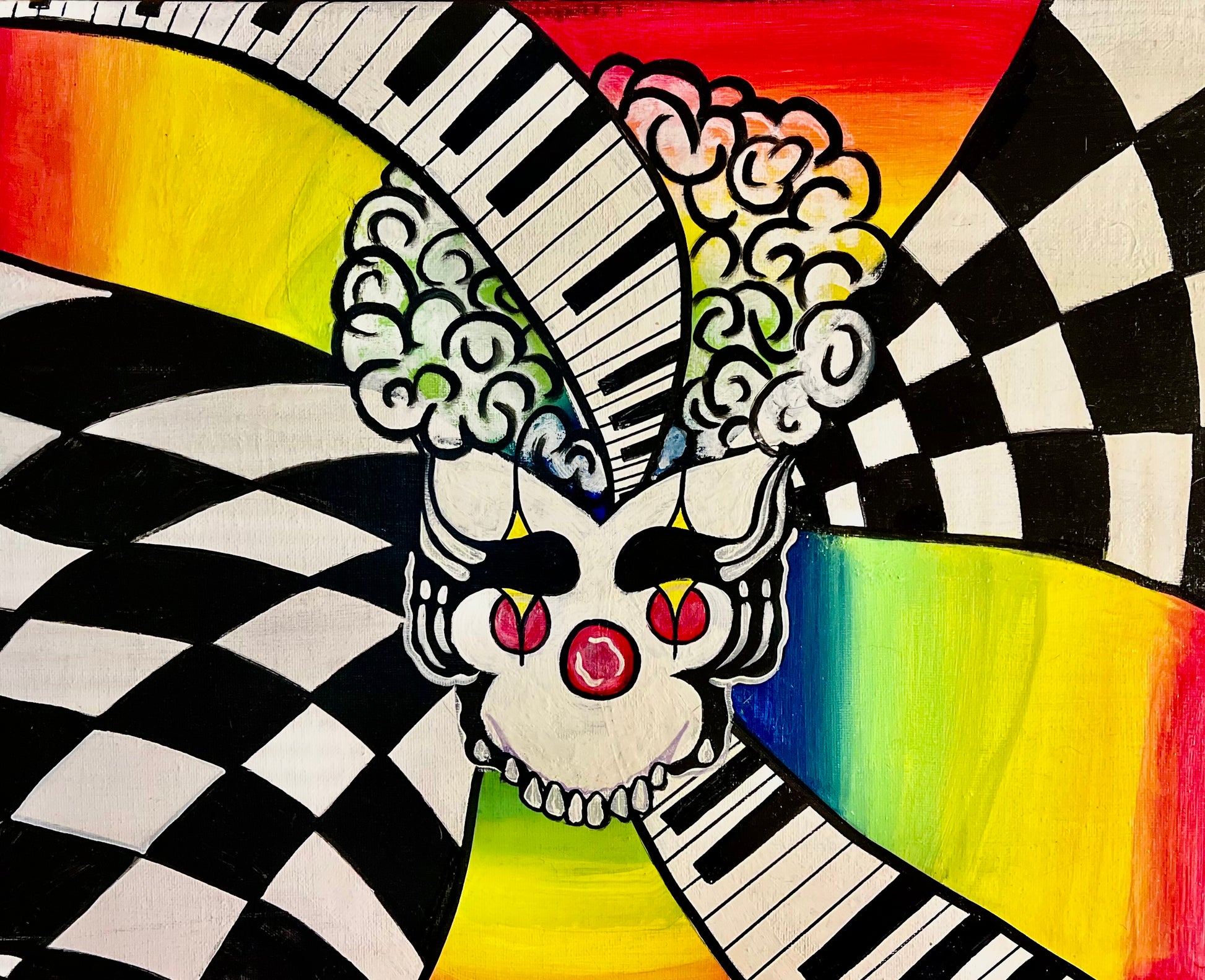“Rainbow full of clown ” Original Canvas
